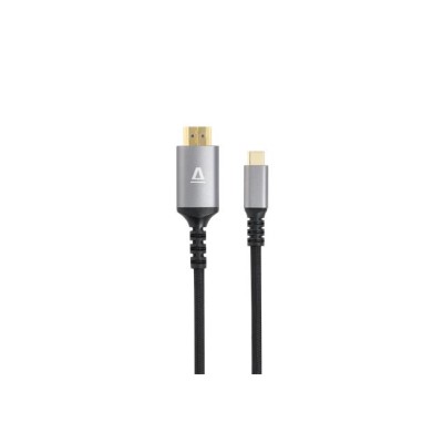 Kábel, USB-C/HDMI 2.0, fonott, 1,5 m, AVAX "AV9021", fekete-alumínium