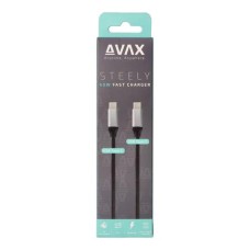 Töltőkábel, USB-C - USB-C, 60W, 1,5 m, AVAX "CB302G", acélszürke