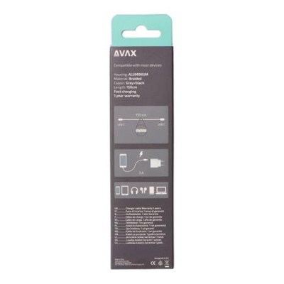 Töltőkábel, USB-C - USB-C, 60W, 1,5 m, AVAX "CB302G", acélszürke Töltőkábel, USB-C - USB-C, 60W, 1,5 m, AVAX "CB302G", acélszürke