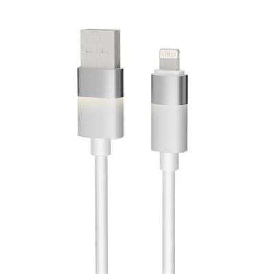 Töltőkábel, USB-A - lightning (Apple), 1 m, AVAX "CB310 Glowy", fehér