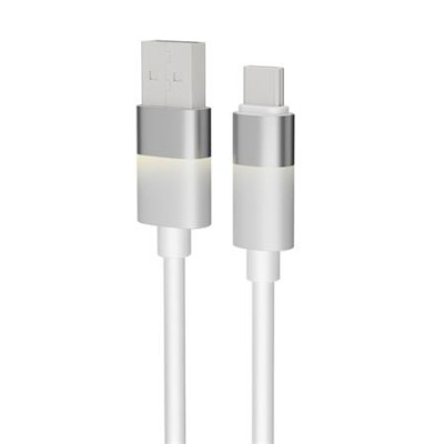 Töltőkábel, USB-A - USB-C, 18W, 1 m, AVAX "CB312 Glowy", fehér