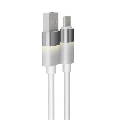 Töltőkábel, USB-A - USB-C, 18W, 1 m, AVAX "CB312 Glowy", fehér