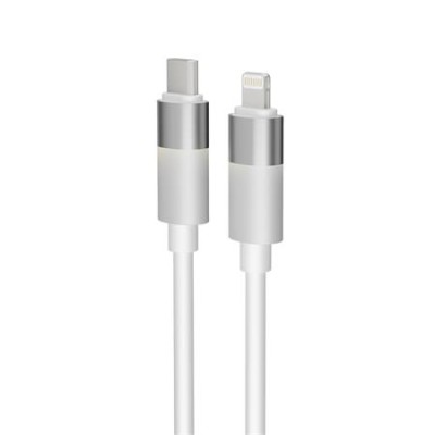 Töltőkábel, USB-C - lightning (Apple), 27W, 1 m, AVAX "CB314 Glowy", fehér