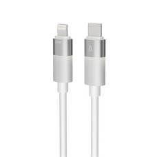 Töltőkábel, USB-C - lightning (Apple), 27W, 1 m, AVAX "CB314 Glowy", fehér