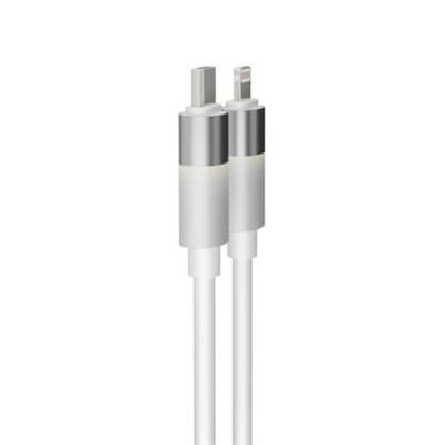 Töltőkábel, USB-C - lightning (Apple), 27W, 1 m, AVAX "CB314 Glowy", fehér