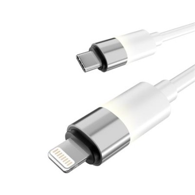 Töltőkábel, USB-C - lightning (Apple), 27W, 1 m, AVAX "CB314 Glowy", fehér