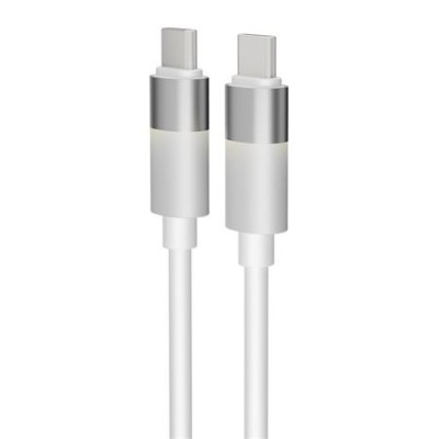 Töltőkábel, USB-C - USB-C, 60W, 1 m, AVAX "CB316 Glowy", fehér