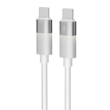 Töltőkábel, USB-C - USB-C, 60W, 1 m, AVAX "CB316 Glowy", fehér