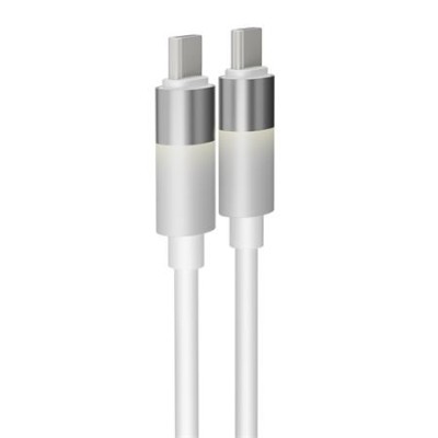 Töltőkábel, USB-C - USB-C, 60W, 1 m, AVAX "CB316 Glowy", fehér