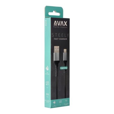 Töltőkábel, USB-A - lightning (Apple), 20W, 1,5 m, AVAX "CB314 Steel", acélszürke