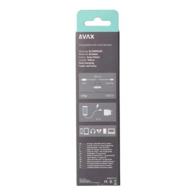 Töltőkábel, USB-A - lightning (Apple), 20W, 1,5 m, AVAX "CB314 Steel", acélszürke