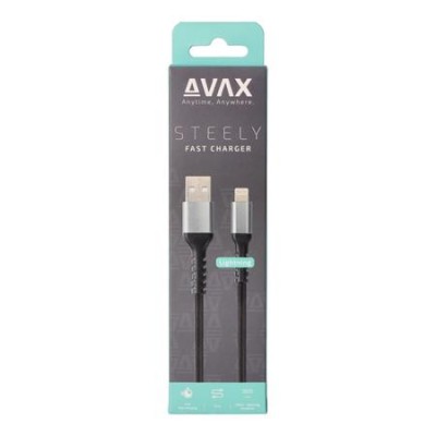 Töltőkábel, USB-A - lightning (Apple), 20W, 1,5 m, AVAX "CB314 Steel", acélszürke