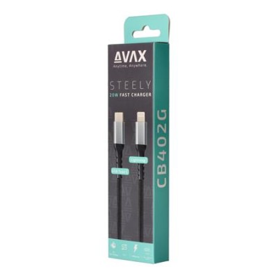 Töltőkábel, USB-C - Lightning, 27W, 1 m, AVAX "CB316 Glowy", fehér