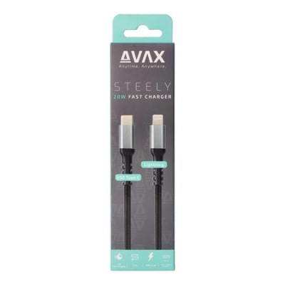 Töltőkábel, USB-C - Lightning, 27W, 1 m, AVAX "CB316 Glowy", fehér