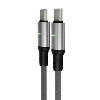 Töltőkábel, USB-C - USB-C, 60W, 2 m, AVAX "CB632 Steely LED", fekete Töltőkábel, USB-C - USB-C, 60W, 2 m, AVAX "CB632 Steely LED", fekete