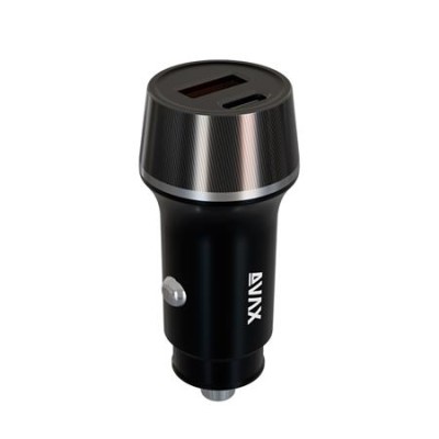 Autós töltő, USB-C, USB-A, AVAX "CC340B", fekete