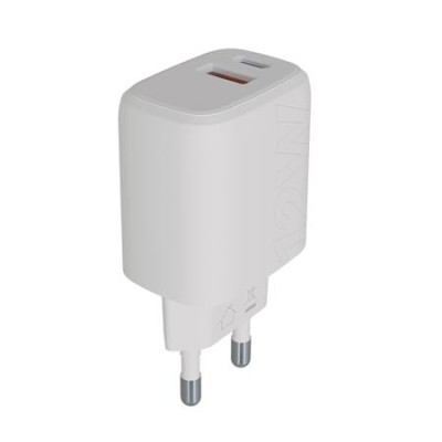 Hálózati töltő, USB-A + USB-C, 12W, AVAX "CH312W Speedy", fehér