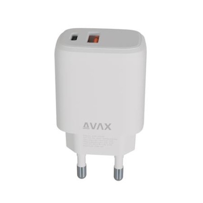 Hálózati töltő, USB-A + USB-C, 12W, AVAX "CH312W Speedy", fehér