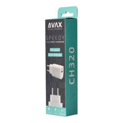 Hálózati töltő, USB-A + USB-C, 20W, AVAX "CH320 Speedy", fehér