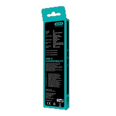 Hálózati töltő, GaN, USB-A + USB-C, AVAX "CH6411 Nano Slim", 2 db, fehér + világoskék Hálózati töltő, GaN, USB-A + USB-C, AVAX "CH6411 Nano Slim", 2 db, fehér + világoskék