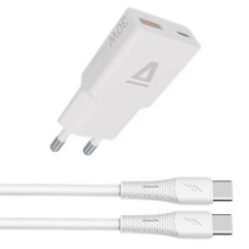 Hálózati töltő + USB-C - USB-C kábel, 1,5 m, AVAX "CH6413", fehér