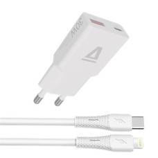 Hálózati töltő + USB-C - Lightning (Apple) kábel, AVAX "CH6414", fehér