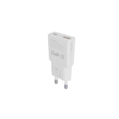 Hálózati töltő, GaN, USB-A + USB-C, AVAX "CH641W Nano Slim", fehér