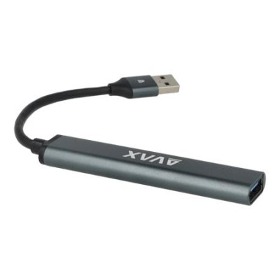 USB 3.0 elosztó-HUB, 4 port, USB 3.0, AVAX "HB600", fekete