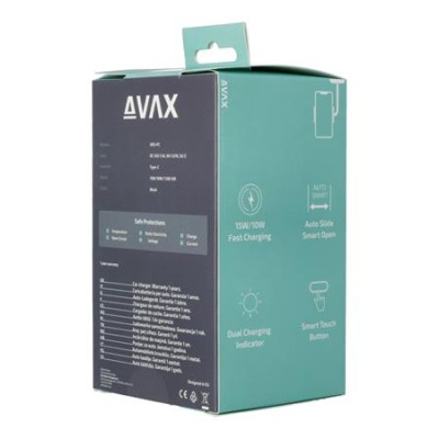 Autós töltő, vezeték nélküli, szellőzőrácsra, AVAX "WH600 Freely+", fekete