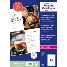 Fotópapír, lézer, A4, 170 g, fényes, kétoldalas, AVERY ZWECKFORM