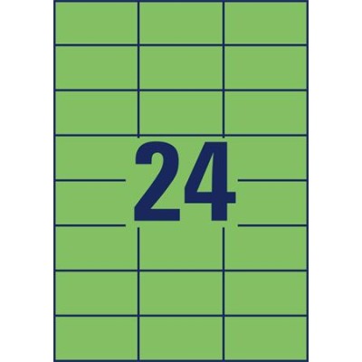 Etikett, 70x37 mm, színes, AVERY ZWECKFORM, zöld, 2400 etikett/csomag