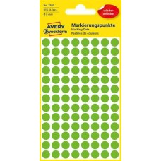 Etikett, 8 mm, kör, eltávolítható, AVERY ZWECKFORM, fűzöld, 416 etikett/csomag