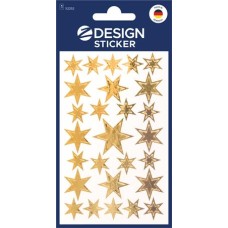 Matrica, 1 ív, 76x120 mm, AVERY ZWECKFORM, "Z-Design No.52252", arany csillagok