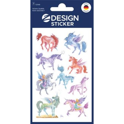 Matrica, papír, 1 ív, 76x120 mm, AVERY ZWECKFORM, "Z-Design No.53148", unikornisok