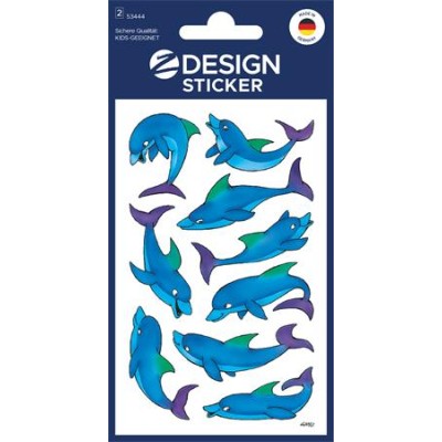Matrica, papír, 2 ív, 76x120 mm, AVERY ZWECKFORM, "Z-Design No.53444", csillogó delfinek