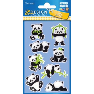 Matrica, műanyag, 1 ív, 76x120 mm, AVERY ZWECKFORM, "Z-Design No.57297", panda