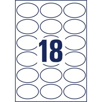 Etikett, univerzális, 63,5x42,3 mm, ovális, AVERY ZWECKOFRM, 180 etikett/csomag