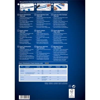 Névjegykártya, 85x54 mm, 185 g, mikroperforált, AVERY ZWECKFORM, 100 db/csomag