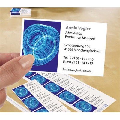 Névjegykártya, 85x54 mm, 185 g, mikroperforált, AVERY ZWECKFORM, 100 db/csomag