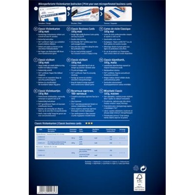 Névjegykártya, 85x54 mm, 185 g, mikroperforált, AVERY ZWECKFORM, 250 db/csomag