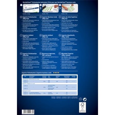 Névjegykártya, 85x54 mm, 200 g, mikroperforált, AVERY ZWECKFORM, 250 db/csomag