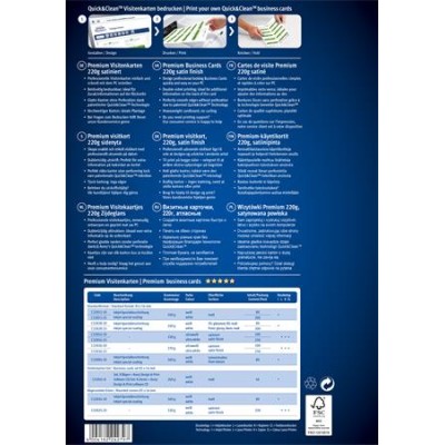 Névjegykártya, 85x54 mm, 220 g, mikroperforált, AVERY ZWECKFORM, 250 db/csomag