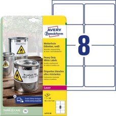 Etikett, 99,1x67,7 mm, poliészter, időjárásálló, AVERY ZWECKFORM, fehér, 160 etikett/csomag