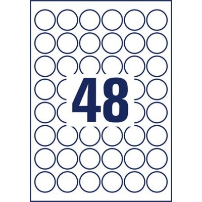 Etikett, kör, 30 mm, poliészter, időjárásálló, AVERY ZWECKFORM, fehér, 960 etikett/csomag