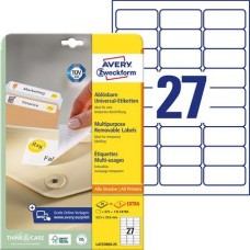 Etikett, univerzális, eltávolítható, 63,5x29,6 mm, AVERY ZWECKFORM, 810 etikett/csomag