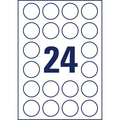 Etikett, 40 mm, kör, poliészter, AVERY ZWECKFORM, átlátszó, 600 etikett/csomag