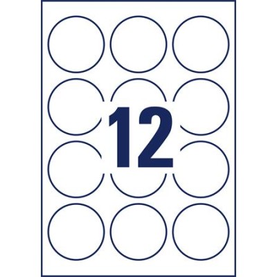 Etikett, 60 mm, kör, poliészter, AVERY ZWECKFORM, átlátszó, 300 etikett/csomag