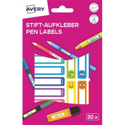 Etikett, tollcímke, 50x10 mm, kézzel írható, AVERY ZWECKFORM, vicces-színes, 30 etikett/csomag