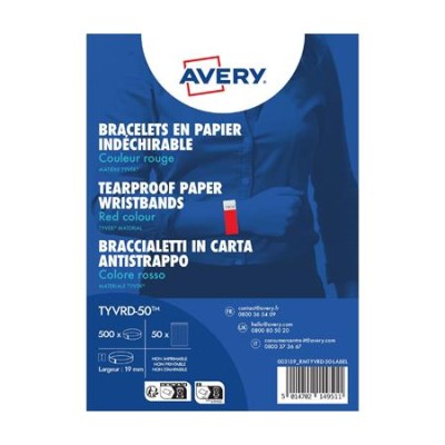 Karszalag, szakadásbiztos, 265x19 mm, AVERY ZWECKFORM "Tyvek", piros