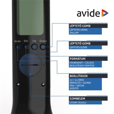 Asztali lámpa, LED, 4W, AVIDE "Calendar", fekete
